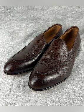 Beckett Simonon Vincent Mens Size 11 Belgian Loafer Brown Pebbled Leather Dress